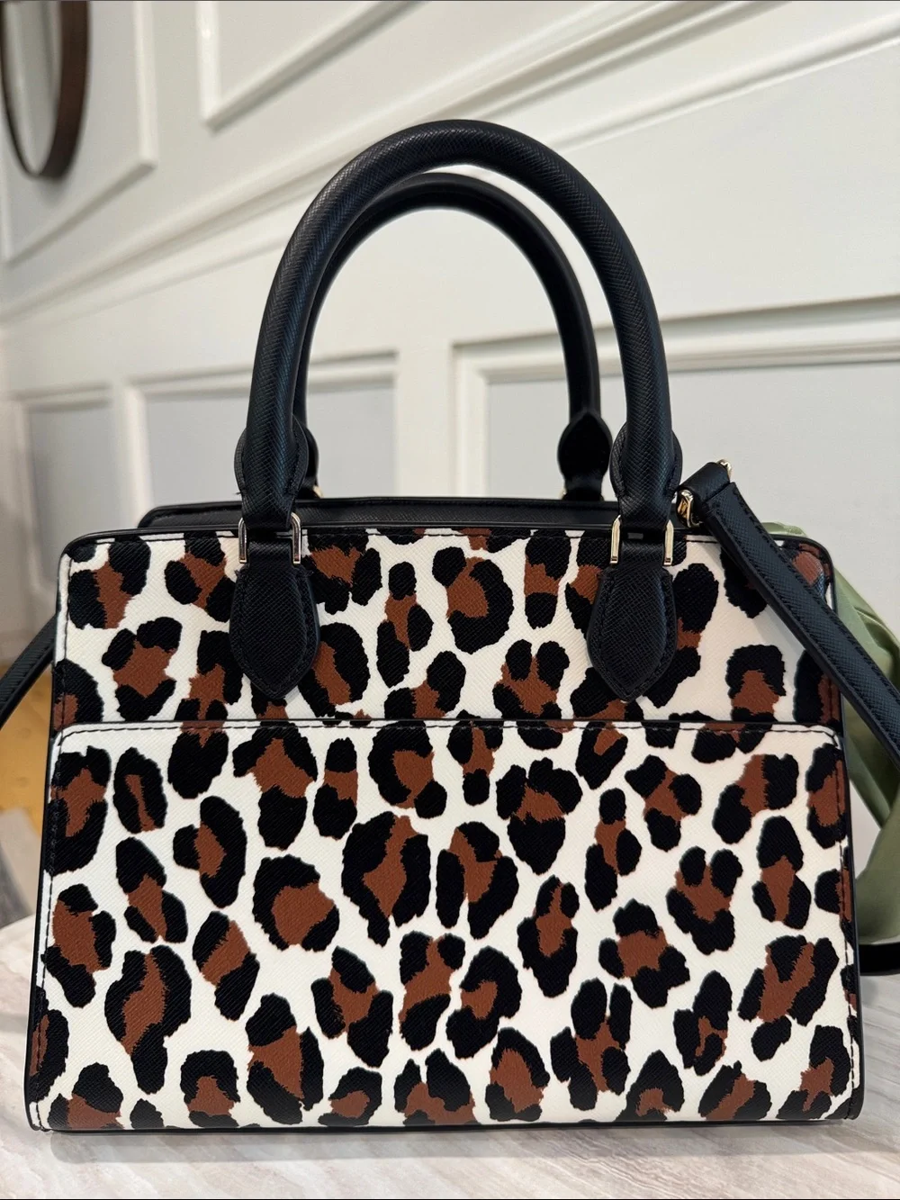 kate spade Bag Small Madison Spotted Animal Black & Brown Leopard Print Satchel